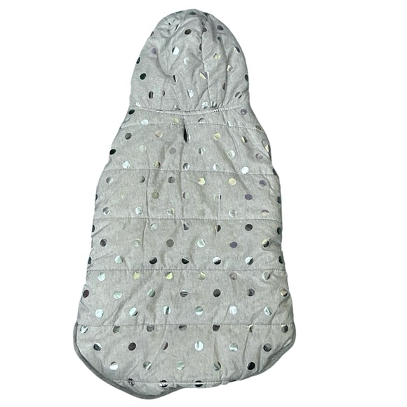 Frisco Gray Polka Dotted Fleece Lined Dog Puppy Coat Jacket - Size Large - Picture 2 of 11